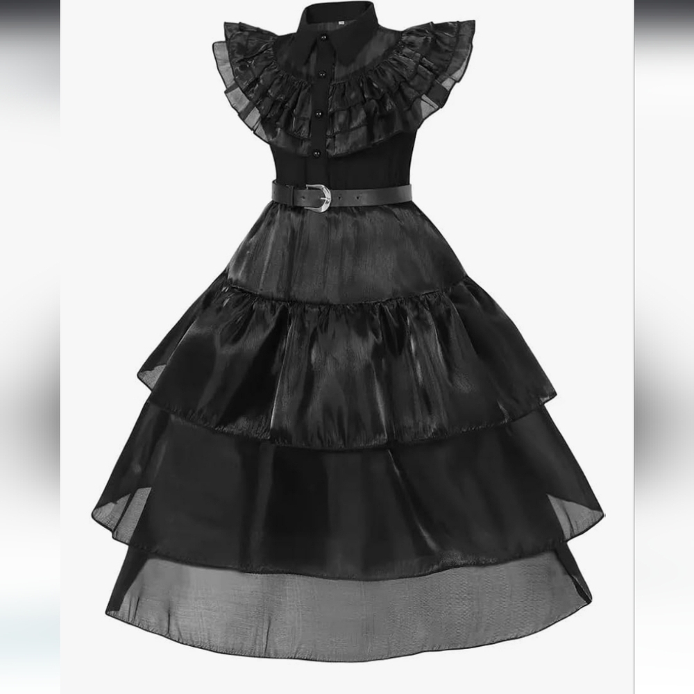 Black Tiered Dress Costume Wednesday Adams - Picture 3 of 16